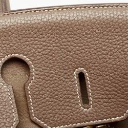 Hermes Etoupe Togo Leather Gold Finish Birkin 35 Bag