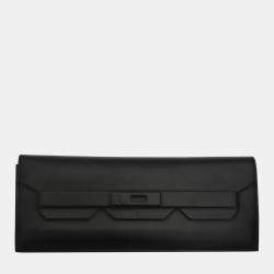 Hermes Noir Swift Leather Shadow Birkin Clutch Bag