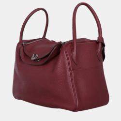 Hermes Rouge Pigment Clemence Leather Lindy 34 Shoulder Bag