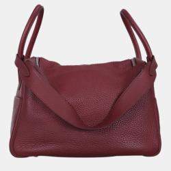 Hermes Rouge Pigment Clemence Leather Lindy 34 Shoulder Bag