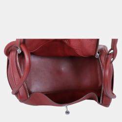 Hermes Rouge Pigment Clemence Leather Lindy 34 Shoulder Bag