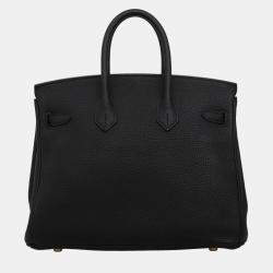 Hermes Noir Togo Leather Gold Finish Birkin 25 Bag
