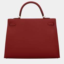 Hermes Rouge Casaque Epsom Leather Sellier Kelly 35 Tote Bag