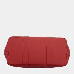 Pre Owned Hermes Rouge Pivoine Leather Garden Party 36 Tote Bag