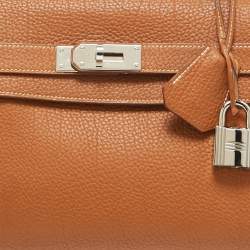 Hermes Gold Togo Leather Palladium Finish Shoulder Kelly 42 Bag