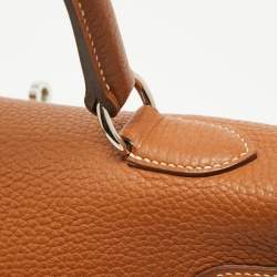 Hermes Gold Togo Leather Palladium Finish Shoulder Kelly 42 Bag