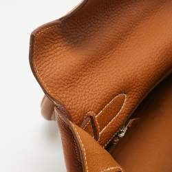 Hermes Gold Togo Leather Palladium Finish Shoulder Kelly 42 Bag
