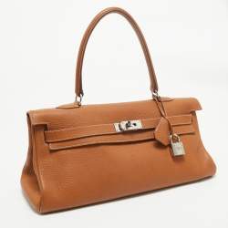 Hermes Gold Togo Leather Palladium Finish Shoulder Kelly 42 Bag