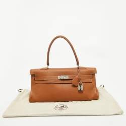 Hermes Gold Togo Leather Palladium Finish Shoulder Kelly 42 Bag
