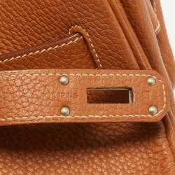 Hermes Gold Togo Leather Palladium Finish Shoulder Kelly 42 Bag