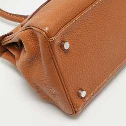 Hermes Gold Togo Leather Palladium Finish Shoulder Kelly 42 Bag