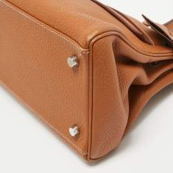 Hermes Gold Togo Leather Palladium Finish Shoulder Kelly 42 Bag