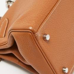 Hermes Gold Togo Leather Palladium Finish Shoulder Kelly 42 Bag
