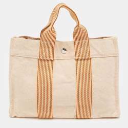 Hermes Peach Canvas Fourre Tout PM Bag