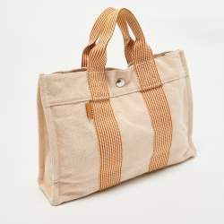 Hermes Peach Canvas Fourre Tout PM Bag