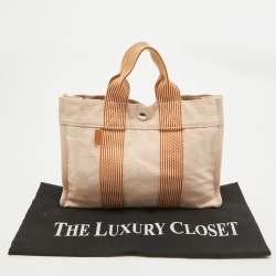 Hermes Peach Canvas Fourre Tout PM Bag