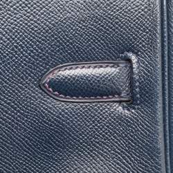 Hermes Navy Blue Epsom Leather Gold Finish HAC Birkin 32 Bag