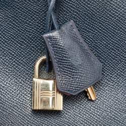 Hermes Navy Blue Epsom Leather Gold Finish HAC Birkin 32 Bag