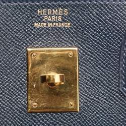 Hermes Navy Blue Epsom Leather Gold Finish HAC Birkin 32 Bag