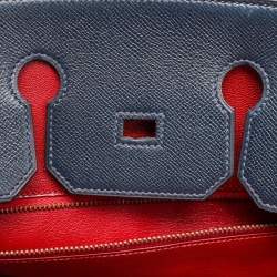 Hermes Navy Blue Epsom Leather Gold Finish HAC Birkin 32 Bag