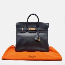 Hermes Navy Blue Epsom Leather Gold Finish HAC Birkin 32 Bag
