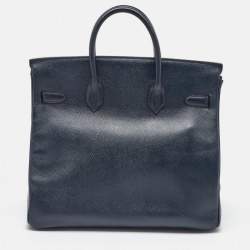 Hermes Navy Blue Epsom Leather Gold Finish HAC Birkin 32 Bag