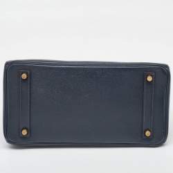 Hermes Navy Blue Epsom Leather Gold Finish HAC Birkin 32 Bag