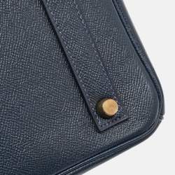 Hermes Navy Blue Epsom Leather Gold Finish HAC Birkin 32 Bag