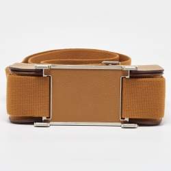 Pre Owned Hermès Caramel Chevre Mysore Leather Palladium Finish Geta Bag