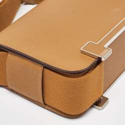 Pre Owned Hermès Caramel Chevre Mysore Leather Palladium Finish Geta Bag