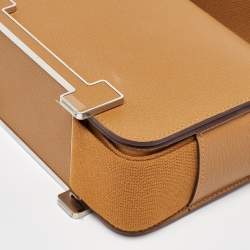 Pre Owned Hermès Caramel Chevre Mysore Leather Palladium Finish Geta Bag
