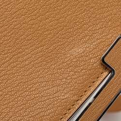 Pre Owned Hermès Caramel Chevre Mysore Leather Palladium Finish Geta Bag