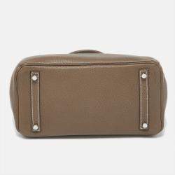 Hermes Etoupe Grey Taurillon Clemence Leather Palladium Finish Birkin 30 Bag