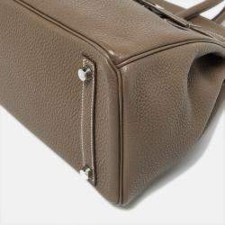 Hermes Etoupe Grey Taurillon Clemence Leather Palladium Finish Birkin 30 Bag