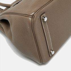 Hermes Etoupe Grey Taurillon Clemence Leather Palladium Finish Birkin 30 Bag