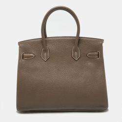 Hermes Etoupe Grey Taurillon Clemence Leather Palladium Finish Birkin 30 Bag