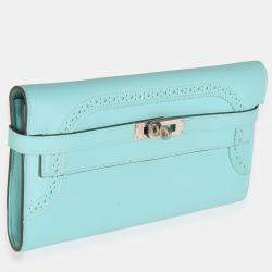 Hermes Bleu Atoll Swift Ghillies Kelly Longue Wallet PHW