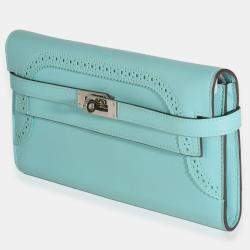 Hermes Bleu Atoll Swift Ghillies Kelly Longue Wallet PHW