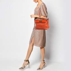 Hermes Terre Battue/Rose Azalee Taurillon Maurice and Swift Leather Palladium Finish 24/24 29 Bag