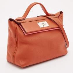 Hermes Terre Battue/Rose Azalee Taurillon Maurice and Swift Leather Palladium Finish 24/24 29 Bag