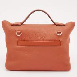 Hermes Terre Battue/Rose Azalee Taurillon Maurice and Swift Leather Palladium Finish 24/24 29 Bag