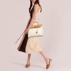 مملوكة مسبقًا حقيبة هيرمس هيرباغ زيب 31 كانفاس إتش/إبيين وجلد أحمر 