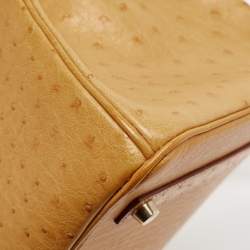 Hermes Saffron Ostrich Gold Finish Birkin 35 Bag