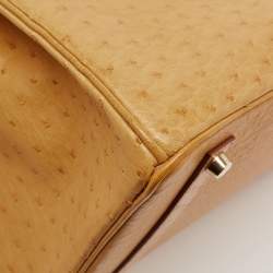 Hermes Saffron Ostrich Gold Finish Birkin 35 Bag