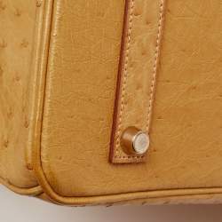 Hermes Saffron Ostrich Gold Finish Birkin 35 Bag