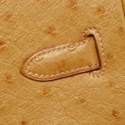 Hermes Saffron Ostrich Gold Finish Birkin 35 Bag
