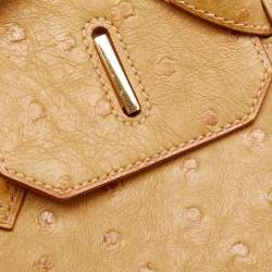 Hermes Saffron Ostrich Gold Finish Birkin 35 Bag