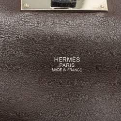 Hermes Ebene Evercolor Leather Palladium Finish Toolbox 26 Bag