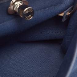 Pre Owned Hermes Bleu Marine/Ebene Toile Canvas and Vache Hunter Leather Herbag Zip 31 Bag