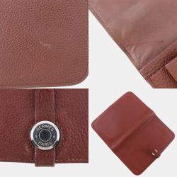 Hermes Burgundy Taurillon Clemence Leather Dogon Wallet
